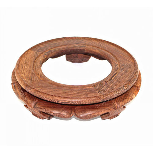 红檀木圆形底座奇石头鱼缸架花瓶盆景陶瓷葫芦水晶球摆件实木木托 - 图0