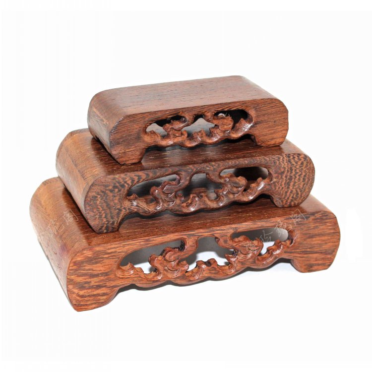 实木小底座镂空书卷底座木托茶壶印章小盆栽多肉植物玉器石头底座 - 图0
