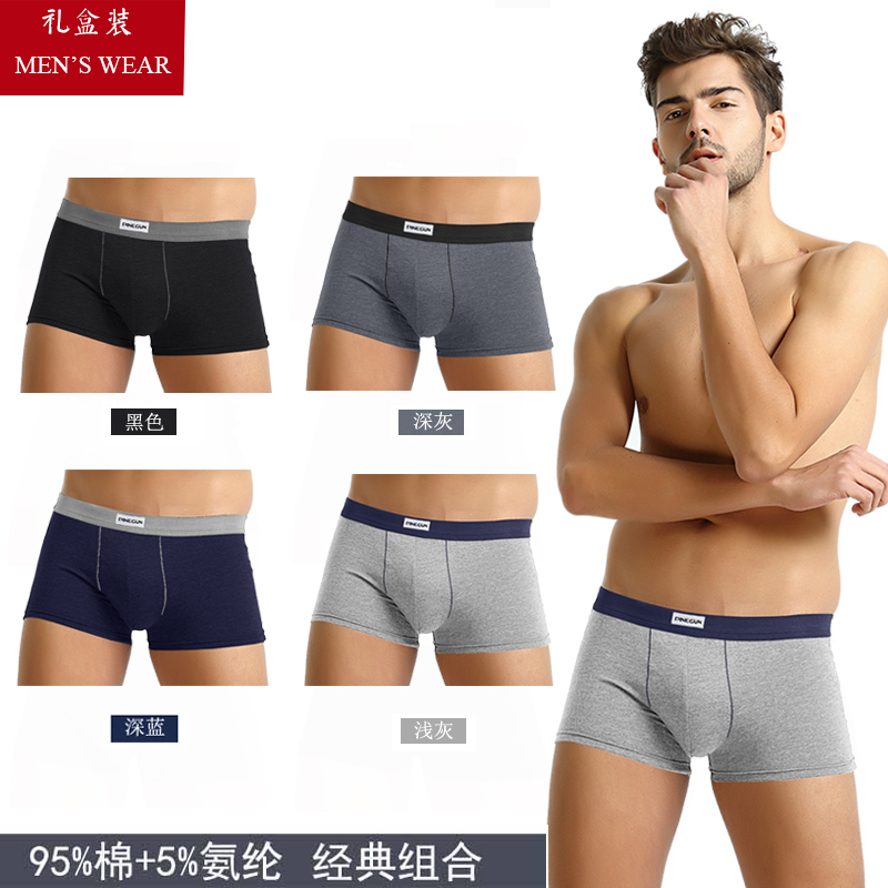 男士内裤纯棉100全棉爸爸莫代尔抗菌中年闪裤秋冬透气2两条装平角 - 图0