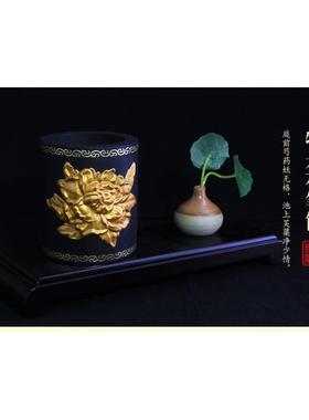 活性炭雕收纳净化空气笔筒摆件