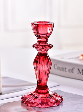 欧式水晶玻璃蜡烛台浪漫烛光晚餐道具摆件酒店餐桌简约现代装饰品