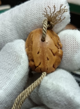 钟馗三通纯手工桃枭核雕刻精品手把件配饰随身保平安压惊招财福字