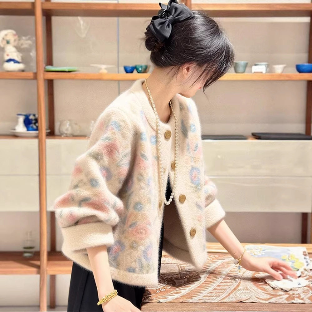 现货 独特高端新中式国风开衫毛衣外套女2025秋新款宽松针织上衣,淘宝优惠券,粉丝福利购,淘宝优惠卷