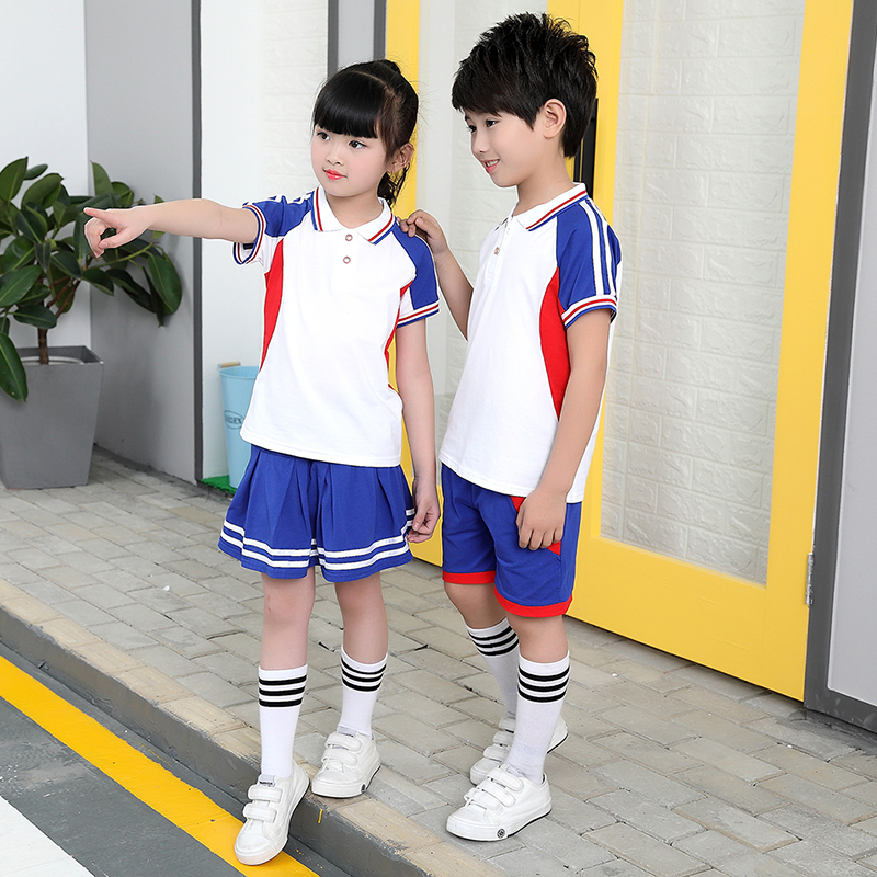 【定制】中小学纯棉校服夏季新款短袖班服幼儿园园服学院运动套装-图1