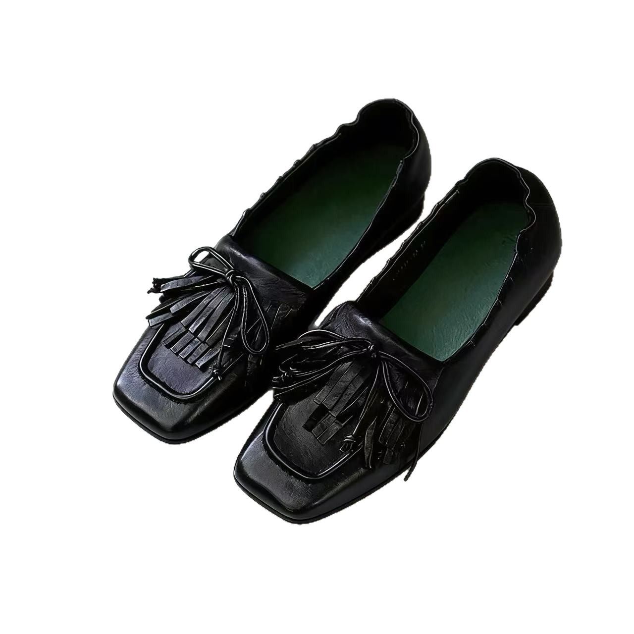 2026春季方头流苏豆豆鞋女水洗擦色乐福鞋单鞋复古水洗擦色,淘宝优惠券,粉丝福利购,淘宝优惠卷