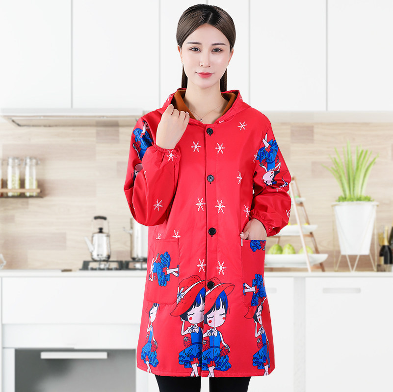 加绒长袖防水围裙罩衣大人家用厨房防油时尚女加厚外套工作服冬季,淘宝优惠券,粉丝福利购,淘宝优惠卷