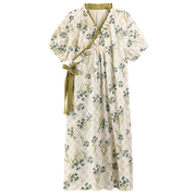 【浪莎】复古风云朵棉系带睡袍带胸垫家居服