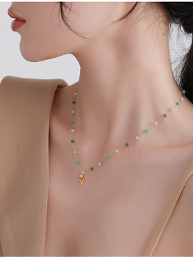 夏季水晶串珠锁骨链甜美百搭