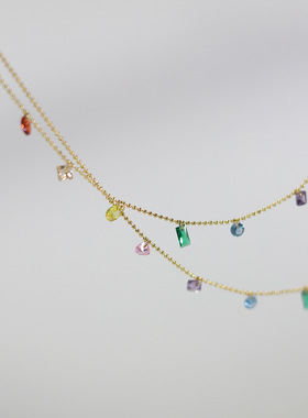 2025新款彩色锆石钛钢女锁骨链