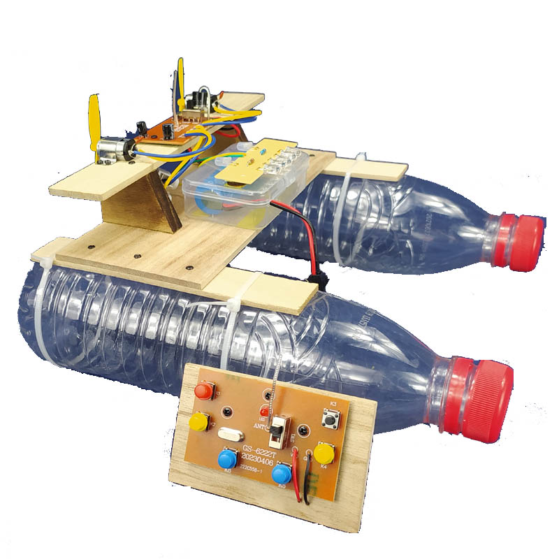 遥控船diy套件装自制风动力车船玩具学生科技实验手工拼装船水瓶-图3