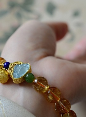 天然黄塔晶手链单圈翡翠佛女款原创设计小众高级感招财转运珠正品