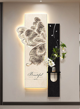 中古风玄关带灯装饰画2026
