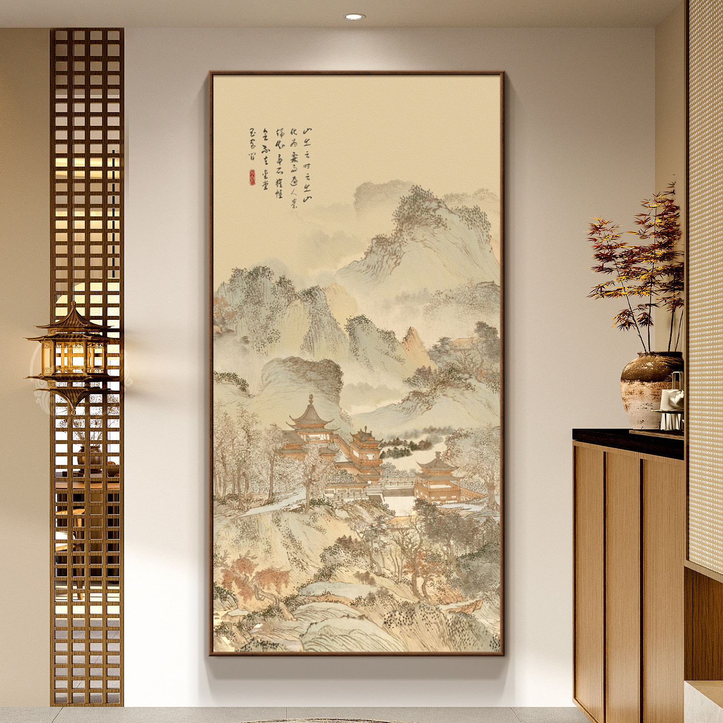 宋代美学禅意玄关山水画新中式入户走廊过道背景墙装饰画书房挂画,淘宝优惠券,粉丝福利购,淘宝优惠卷