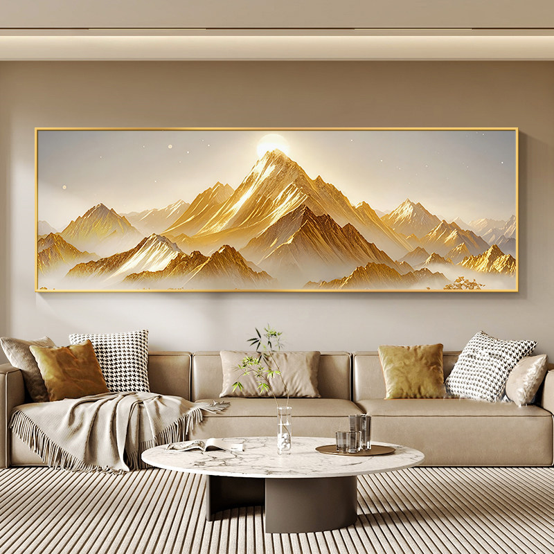 日照金山客厅装饰画山水画高级感沙发背景墙挂画背有靠山卧室壁画,淘宝优惠券,粉丝福利购,淘宝优惠卷