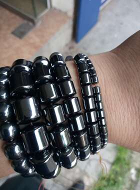 甘肃黑又亮陨石手串项链包邮