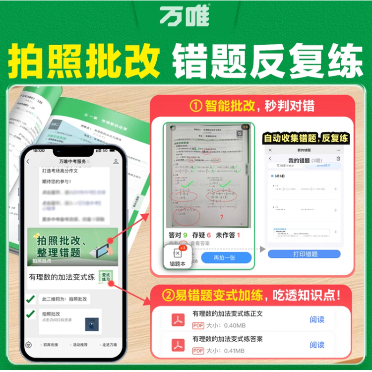 2026万唯初中计算题七八九年级中考数学专项训练基础练易错练方法练综合训练初一初二初三同步练习册必刷题学霸满分高效试题正版 - 图0