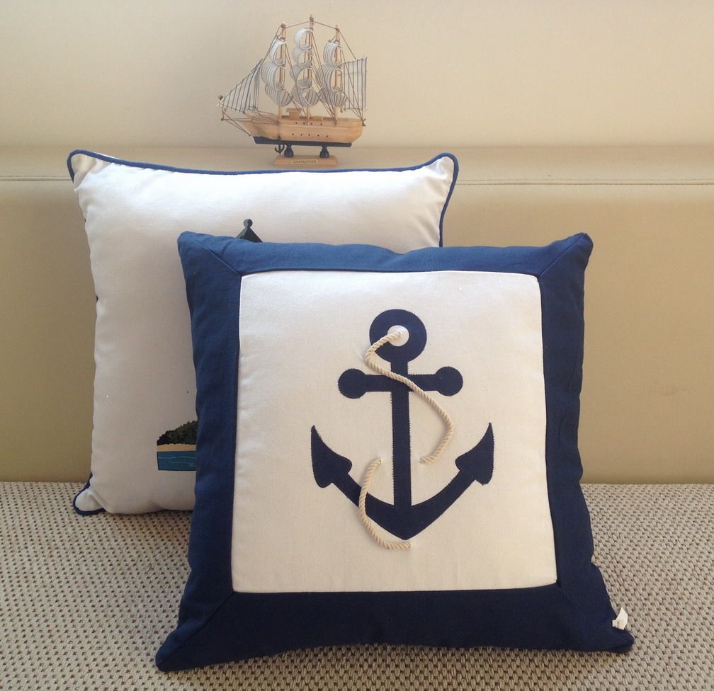 外贸新品 地中海风格海洋靠垫抱枕 船锚图案 帆布家居布艺 软饰,淘宝优惠券,粉丝福利购,淘宝优惠卷