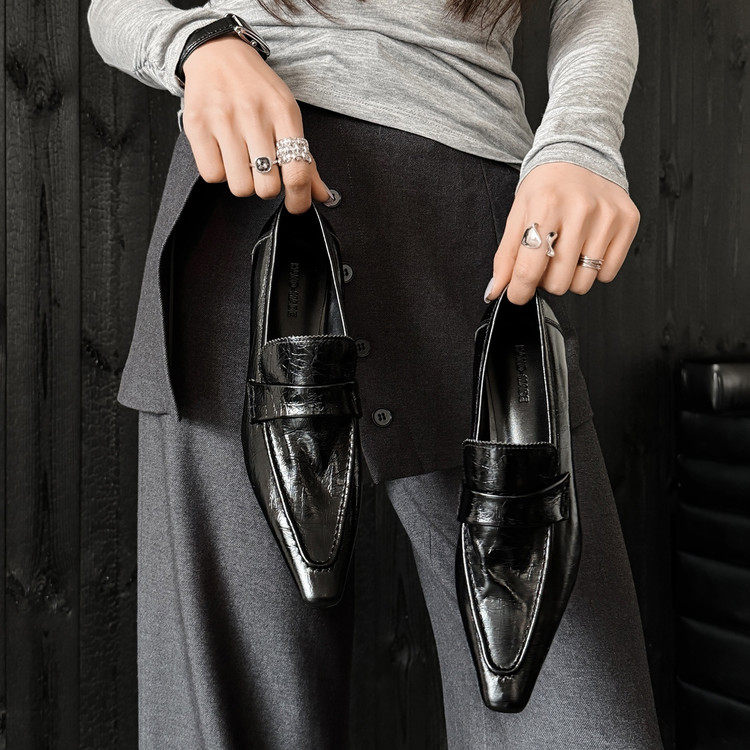 英伦风时尚小方头复古粗跟真皮小皮鞋春季新款女时髦百搭深口单鞋,淘宝优惠券,粉丝福利购,淘宝优惠卷