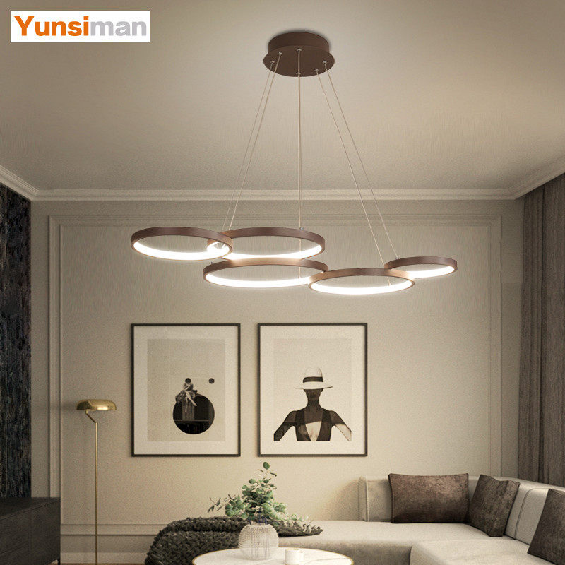 led吊灯现代简约个性创意圆形客厅灯餐厅灯北欧书房卧室艺术灯具_虎窝淘