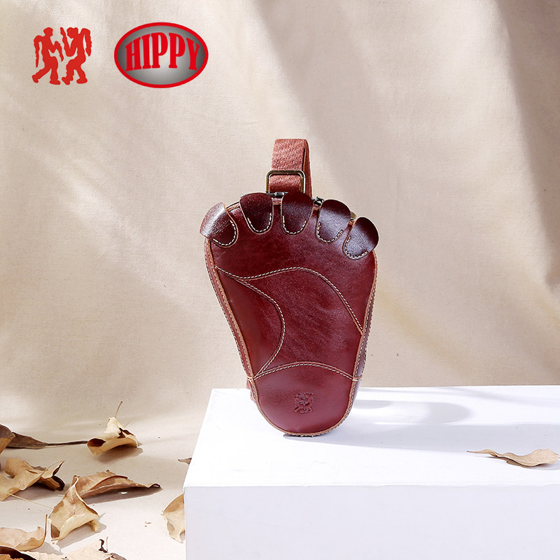嬉皮氏手工皮具脚丫迷你胸包斜挎包 嬉皮氏女士包袋