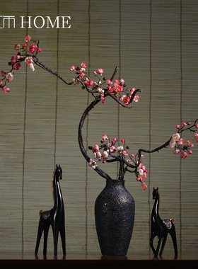 禅意绢花客厅梅花假花