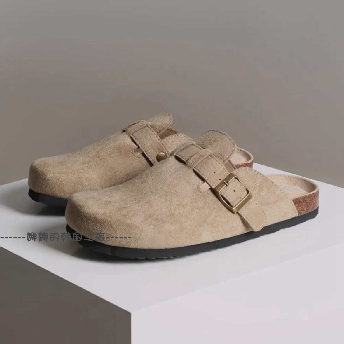 韩国代购SHOOPEN勃肯鞋厚底男女同款休闲外穿半包头拖鞋一脚蹬 - 图1