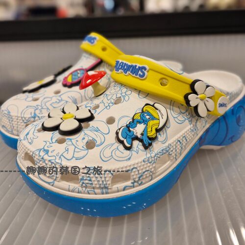 韩国代购Crocs卡骆驰 Smurfs Platform Clog厚底洞洞鞋女款210822 - 图1