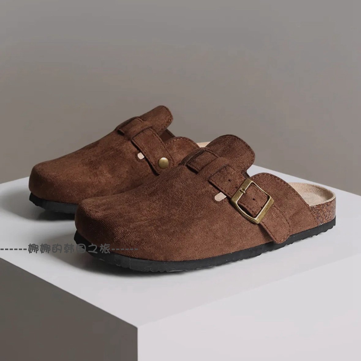 韩国代购SHOOPEN勃肯鞋厚底男女同款休闲外穿半包头拖鞋一脚蹬 - 图2