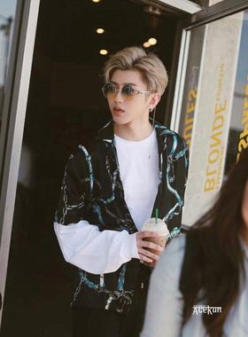 韩国蔡徐坤黄明昊同款链条墨镜