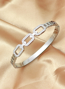 钛钢带钻卡扣手镯女韩版简约