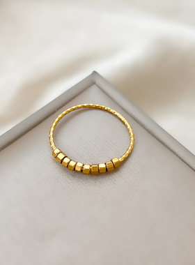 欧美跨境轻奢设计感小方块戒指女简约钛钢不掉色食指百搭食指对戒