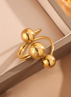 跨境新款夸张戒指女 时尚不规则星球食指手戒 可调节夸张指环潮