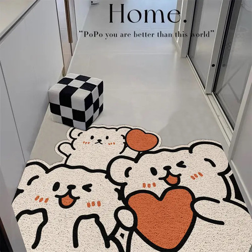 丝圈入户门地垫卡通黑白大门口地垫防滑垫子玄关进门垫耐脏脚垫子 - 图2