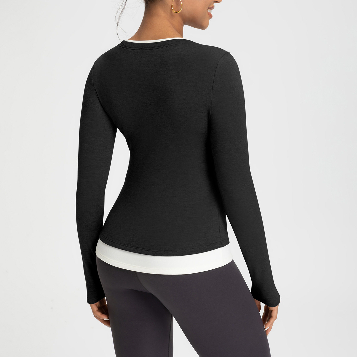 秋冬新款瑜伽服女羊毛加绒假两件裸感V领运动休闲健身长袖上衣T恤,淘宝优惠券,粉丝福利购,淘宝优惠卷