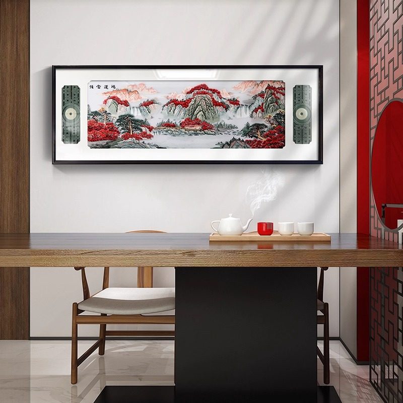 鸿运当头客厅沙发背景墙装饰画新中式高端高档大气纯手工苏绣挂画,淘宝优惠券,粉丝福利购,淘宝优惠卷