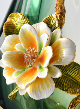 新中式创意变色珐琅彩玻璃花瓶客厅餐桌水培鲜花插花透明花器摆件