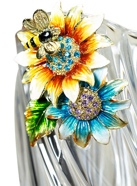 珐琅彩透明玻璃水培鲜花花瓶设计师感客厅桌面插花摆件