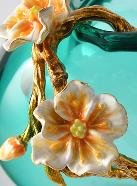 简约绿色玻璃花瓶花器珐琅彩摆件创意插花现代轻奢玄关桌面装饰