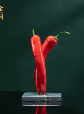 铜艺坊红红火火辣椒金属工艺品摆件仿真创意辣椒黄铜摆件家居装饰
