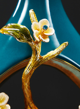 珐琅彩陶瓷工艺品新房入伙送礼新中式客厅花瓶摆件乔迁礼创意手绘