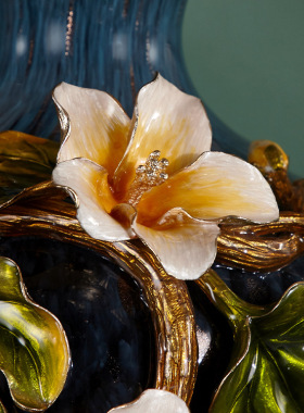 轻奢高端珐琅彩玻璃花瓶摆件客厅玄关欧式家居插花美式家居装饰品