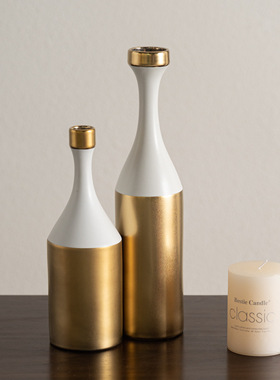 匠十三 意式轻奢样板间沙发茶几白金陶瓷花瓶花艺托盘装饰品