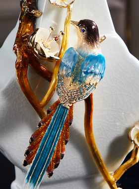 轻奢陶瓷花瓶摆件家用客厅桌面干花插花摆设创意个性珐琅彩装饰品