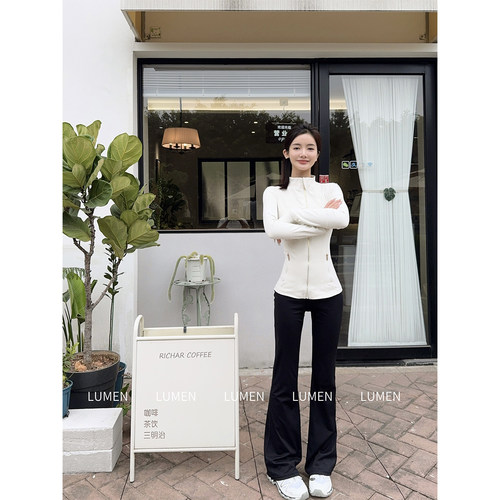 luqi lulu立领瑜伽服Defina金拉链立领夹克瘦身长袖修身运动外套 - 图0