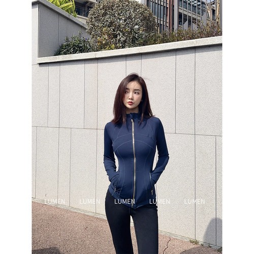 luqi lulu立领瑜伽服Defina金拉链立领夹克瘦身长袖修身运动外套 - 图1