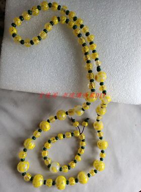 宝琉阁手工点彩黄色琉璃珠手链毛衣链宝塔渐变项链108子佛串手链
