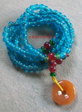 sl155宝琉阁湖蓝色琉璃项链