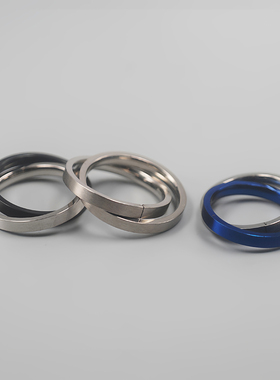 时尚双环男士钛钢戒指