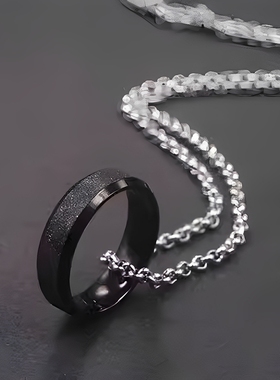 欧美潮牌时尚钛钢磨砂男项坠戒指