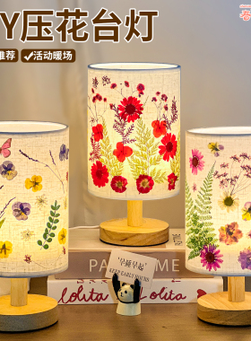感恩节礼物压花台灯diy手工材料植物干花床头小夜灯场景布置摆件